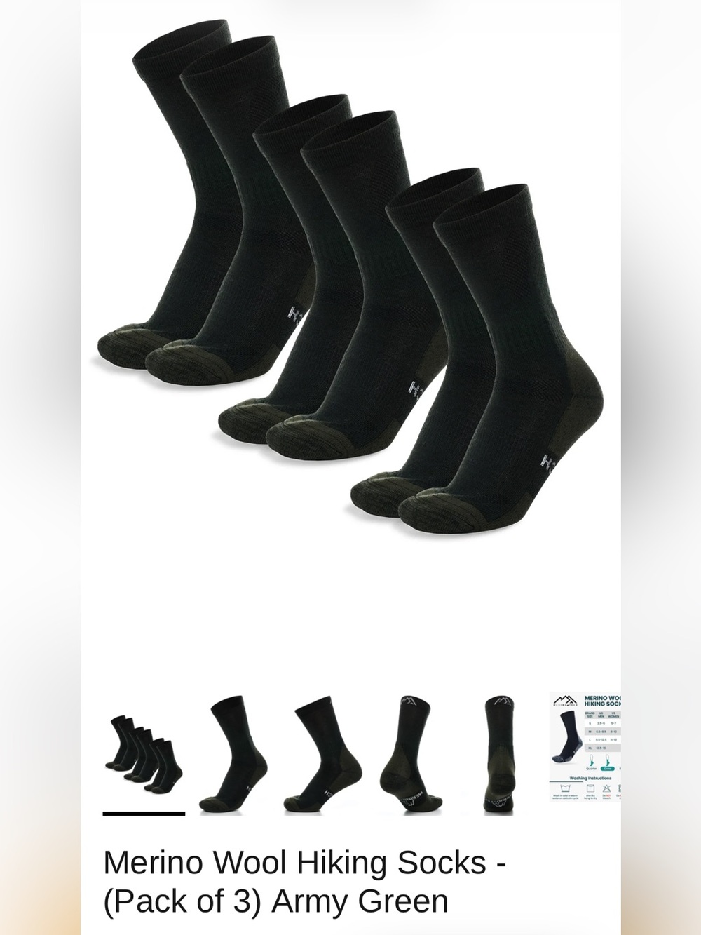 Merino Wool Hiking Socks - 3-Pack